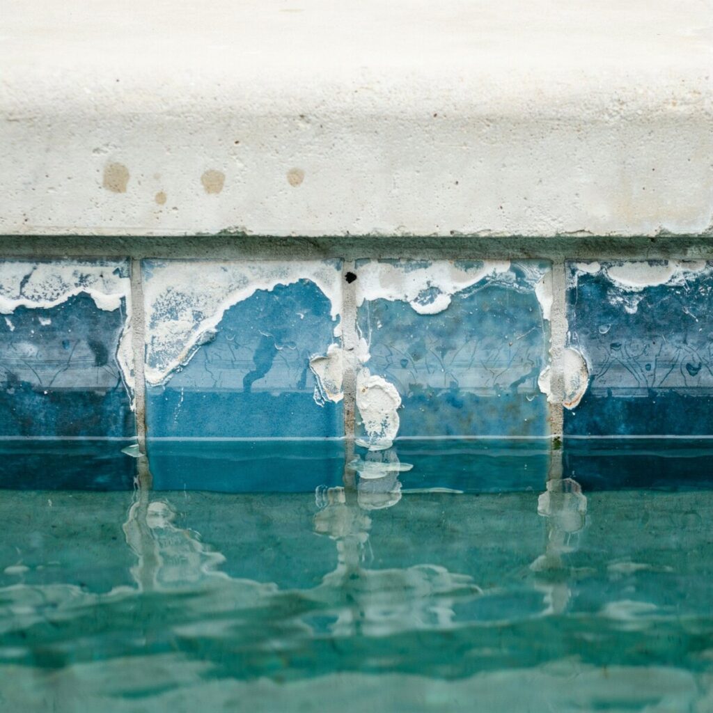 pool staining and scaling from high calcium hardness and unbalanced pool water