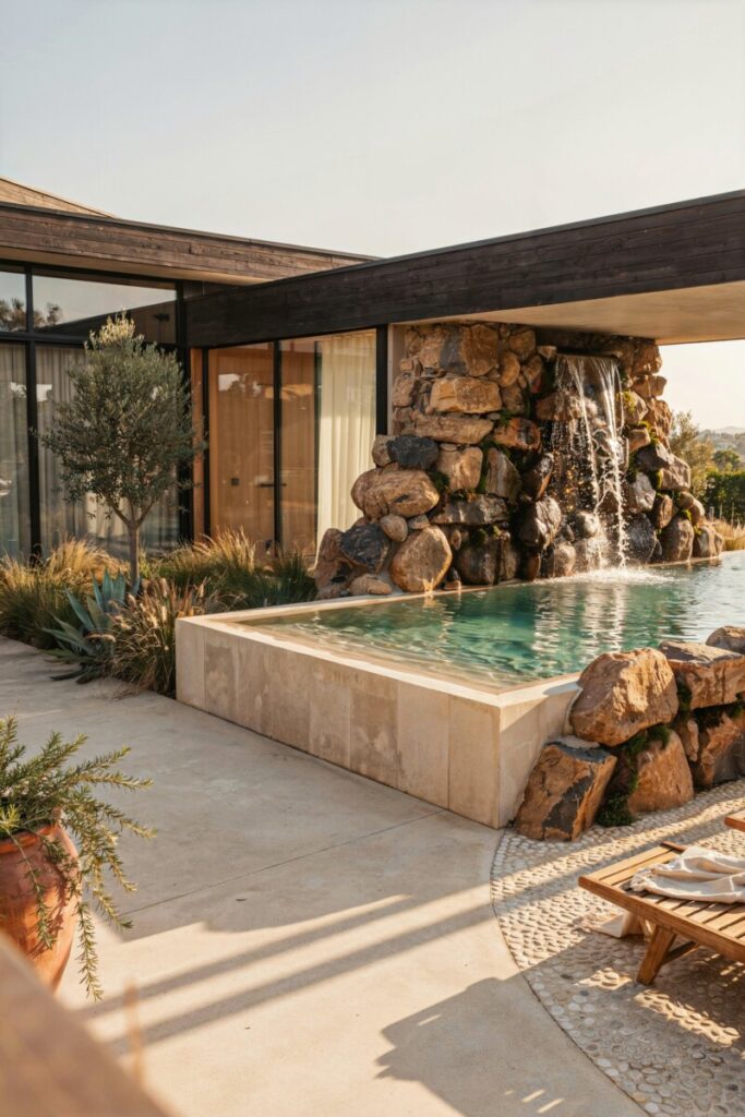 Natural Stone and Modern Hybrid Pool